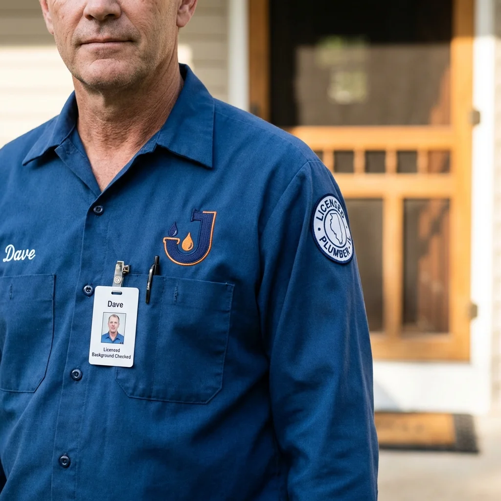 Licensed plumber showing ID badge in Millers Creek, NC