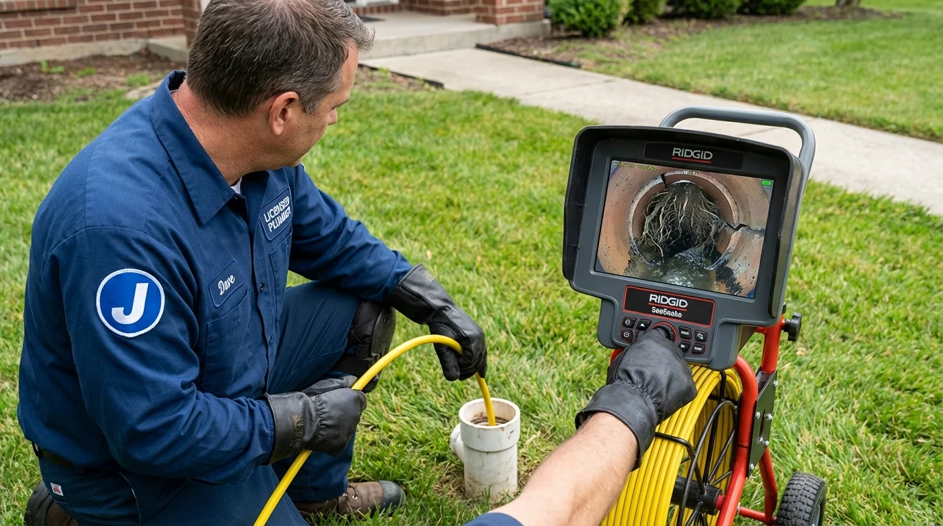 Sewer camera inspection being performed by Johns Plumbing LLC in Millers Creek