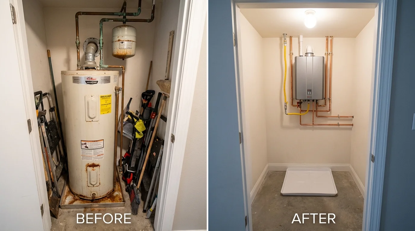 Tank water heater versus wall-mounted tankless unit comparison for Millers Creek, NC homeowners